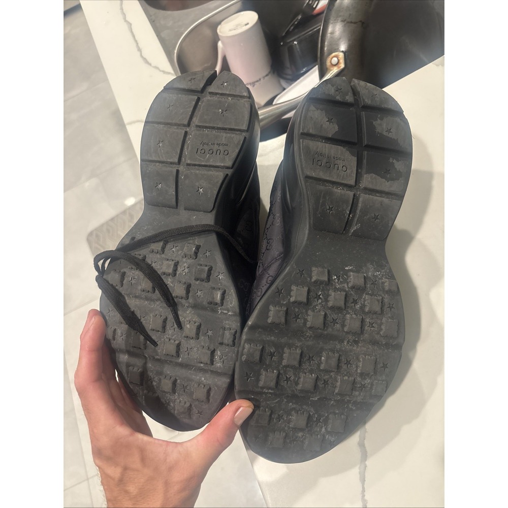 gucci rhyton sneakers Black Monogram Size 12.5 - Picture 5 of 14